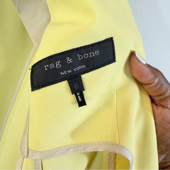 rag & bone Crepe Tuxedo Jacket Blazer Size 6 Chartreuse Yellow Preppy Academia - Picture 8 of 13